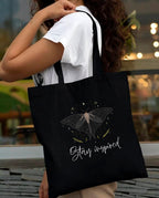 Peach Blossom zipper with Pouch Reusable Tote Bags, 100% Cotton Shopping/Grocery Bag, Multi-Purpose Bag 5kgs Capacity, 2 Pack (BlackHeart_BackInspire)