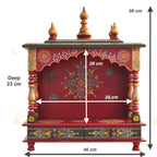 Jodhpur Handicrafts Wood Home Temple (46 x 23x 56 cm, Red)