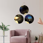 Artvibes Flower Art Round Botanical Decorative Wall Hanging Ornaments | Living Room | Office | Wall Art Painting For Hall | Graphic Artwork | Wall Illustrations | Gift Items (WH_4210N), Set of 3