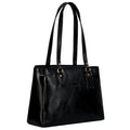Richsign Leather Accessories Full-Grain Natural Leather Top-Handle Satchel Handbags & Shoulder Tote Bags For Women (Dimension- L-13 X H-10 X W- 5 Inch, Weight- 0.8kg / 800g (Black)
