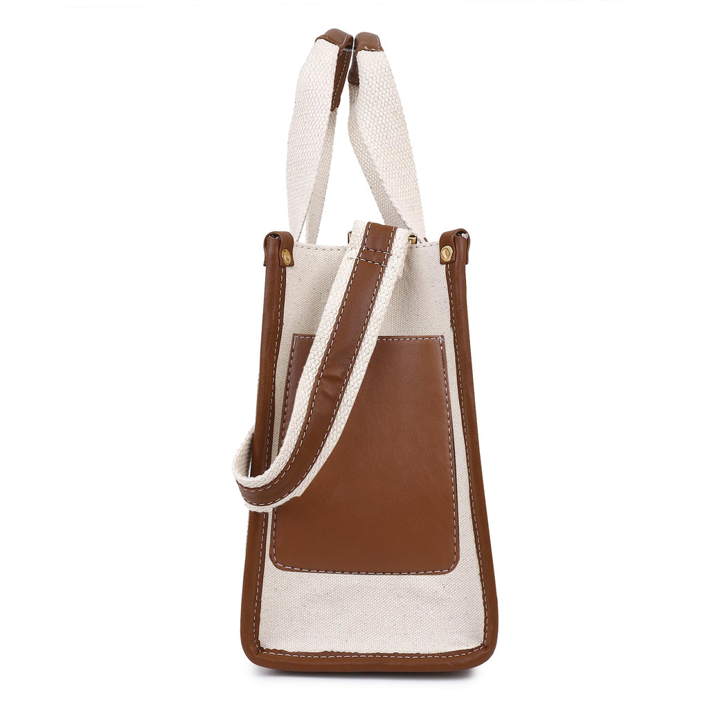Womanix Womens Tote Bag Niwar Canvas Bag 12 Inch Work Shoulder Bags Casual Small Briefcase Handbag For Travel, Office, College (0045), Multi