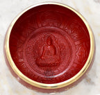 DSH Tibetan Singing Bowl Handcrafted Meditation Sound Bowl Easy To Play Vibration Therapy Praying Bowl (Red-5.5 inch)
