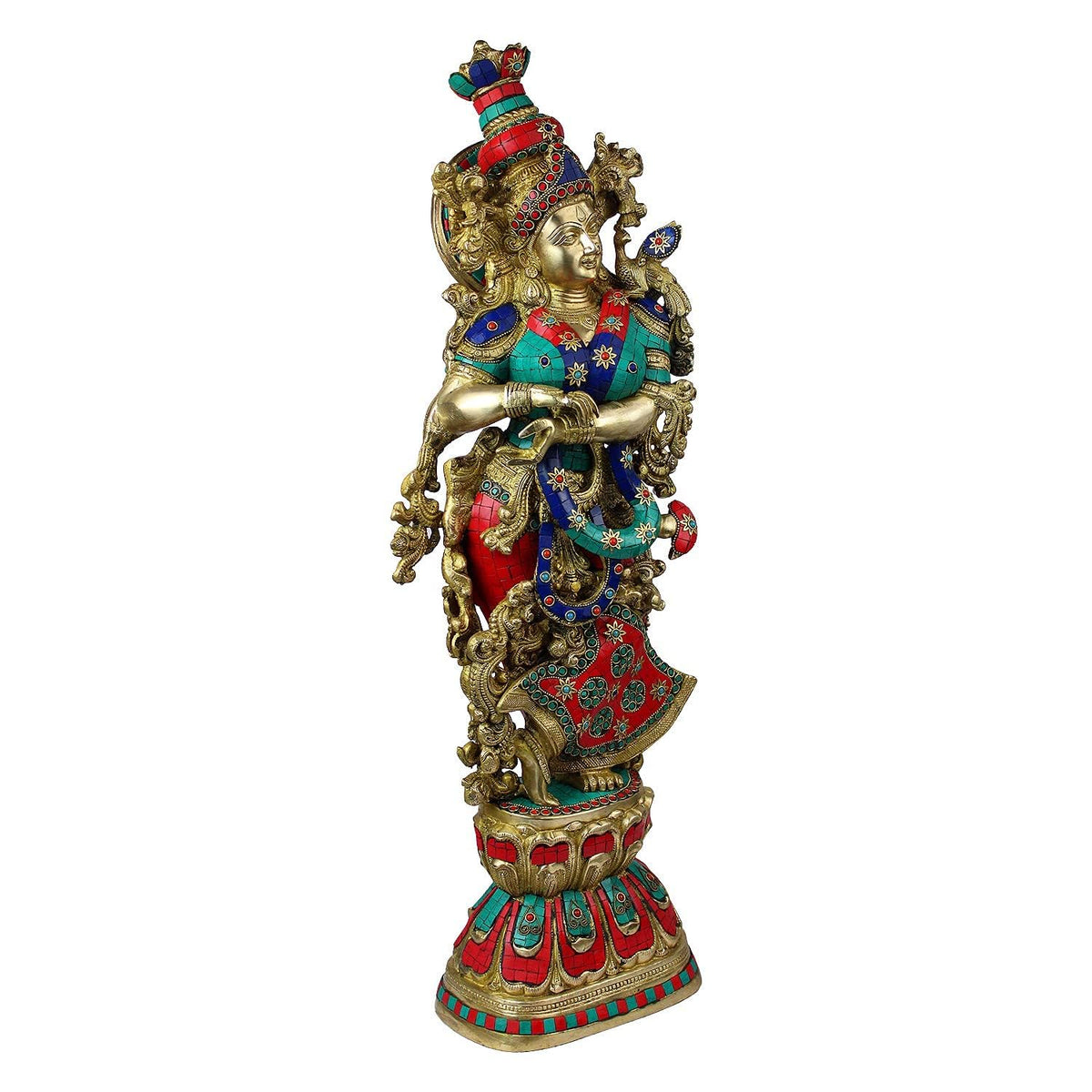 SVARUP Brass Radha Idol in Multicolor Height 29 Inch