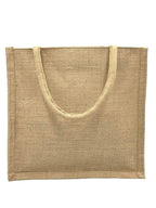 JUTEKA Printed Eco Friendly Jute Bag with Zipper Closure and Premium Cotton Handles for Lunch, Grocery, Tiffin, Office, Shopping