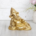 SVARUP Brass Resting Ganesha Idol Ganesh Ganpati Murti Religious Statue for Good Luck & Success Gift Height 4.5 Inch.