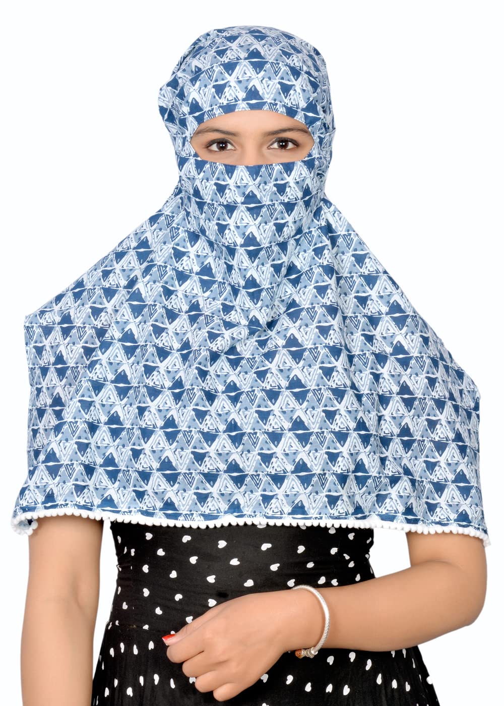 DEEPNYRA - LIVING STYLE Cotton Scarf Cum Mask Women Sunlight UV Protection for Female Light Blue