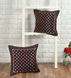 DECOMIZER Jacquard Geomteric Cushion Covers 24 inch x 24 inch Set of 2 Ethnic Motifs Cushion Covers,Design- Star,Color- Coffee-240 TC