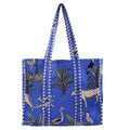 Pranipat Handicrafts Quilted Cotton Tiger Printed Pink Reversible Large Grocery Shopping Tote Bag - Versatile and Fashionable Tote for Shopping and Daily Essentials (Dark Blue-Regular)