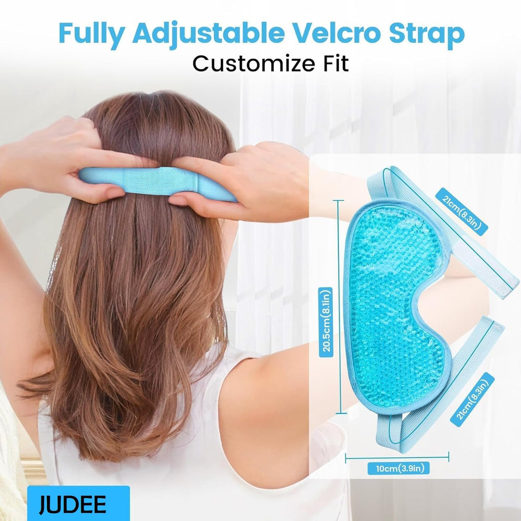 FEXXA Light Blue: Eye Mask Sleeping Reusable Gel Beads Eye Mask For Hot Cold Therapy, Pain Relief Mask And Eye Pillow For Puffy Eyes, Stress Relief, Migraine, Headache And Sinus Pain (Blue)