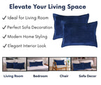 RD TREND® Corduroy Cushion Cover Set of 2, Striped Double Sided Decorative Throw Pillowcases for Sofa, Bed & Living Room Rectangular Long Cushion Covers 18x28 inches | Navy Blue