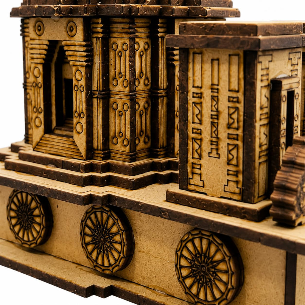 Wooden Sun Temple Chariot Model | Handcrafted Miniature Temple Showpiece for Home Décor & Gifting