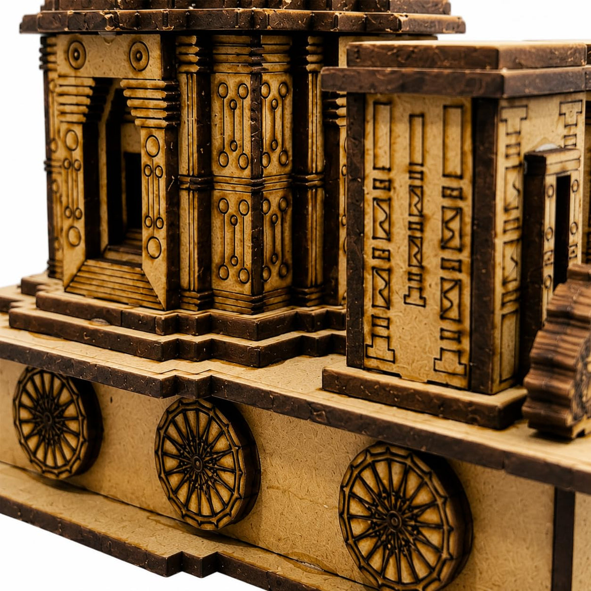 Wooden Sun Temple Chariot Model | Handcrafted Miniature Temple Showpiece for Home Décor & Gifting