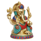 ARTVARKO Brass Ganesha Ganesh Idol for Home Office Success Entrance Decor Pooja Good Luck Gift 8 Inch