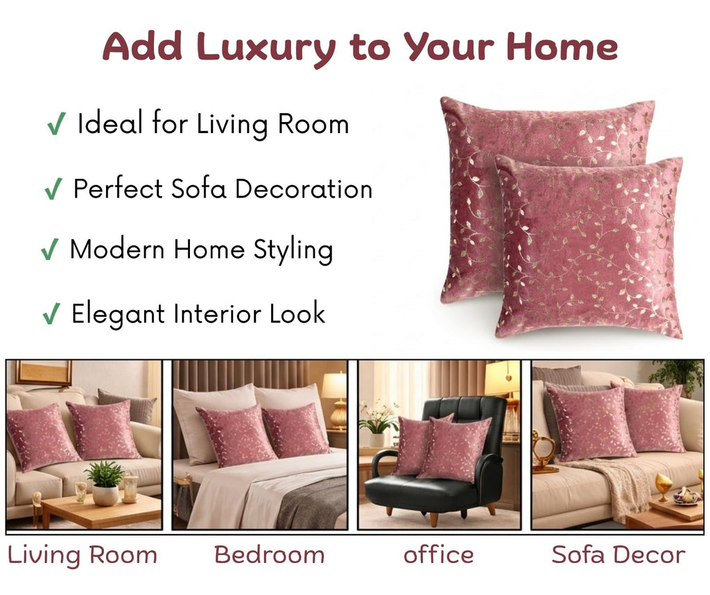 RD TREND® Premium Velvet Cushion Covers Set of 5 | Soft Decorative Throw Pillow Covers for Sofa, Bed & Living Room | Cushion Cover 24 inch x 24 inch (60x60 cm) Dusty Rose