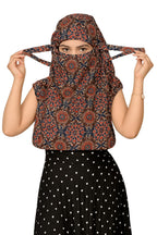 DEEPNYRA - LIVING STYLE Women and Girls Printed Scarf Cum Face Cover Mask Head Neck Face Safety Sun Protection Scarf Mask Head Bandana Wrap Pure Cotton Printed Stole (Blue Paisley)