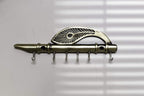 Prince Home Decor & Gifts Lord Krishna's Flute and Peacock Quills Wall Hanging Key Holder Stand (18.5 X 6 cm, Zinc)