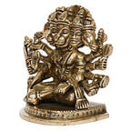 ARTVARKO Brass God Panchmukhi (Five Faced) Bajrangbali Sankat Mochan Hanuman Idol Statue Murti for Home Office Entrance Decor Temple Puja 4 Inch