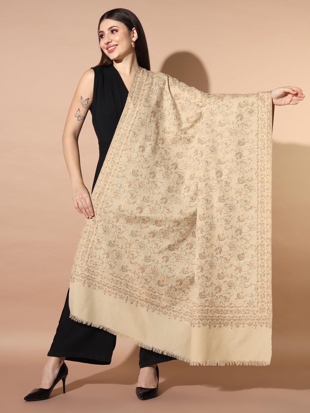 Pashmoda Women shalimaar Woven Design Jamawar Shawl (Size 101X203 CM)