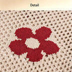 KSAIBINID Crochet Bag for Women Stylish, Beach Tote Bag for Women, Shopping Bag for Woman with Floral Design, Cotton Tote Bag for Woman