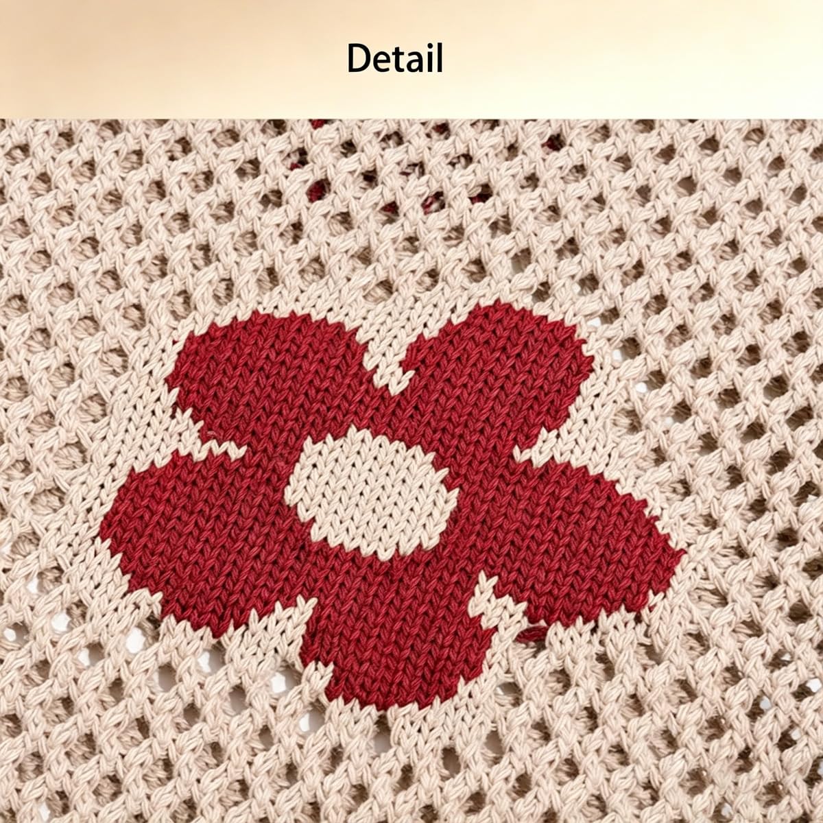 KSAIBINID Crochet Bag for Women Stylish, Beach Tote Bag for Women, Shopping Bag for Woman with Floral Design, Cotton Tote Bag for Woman