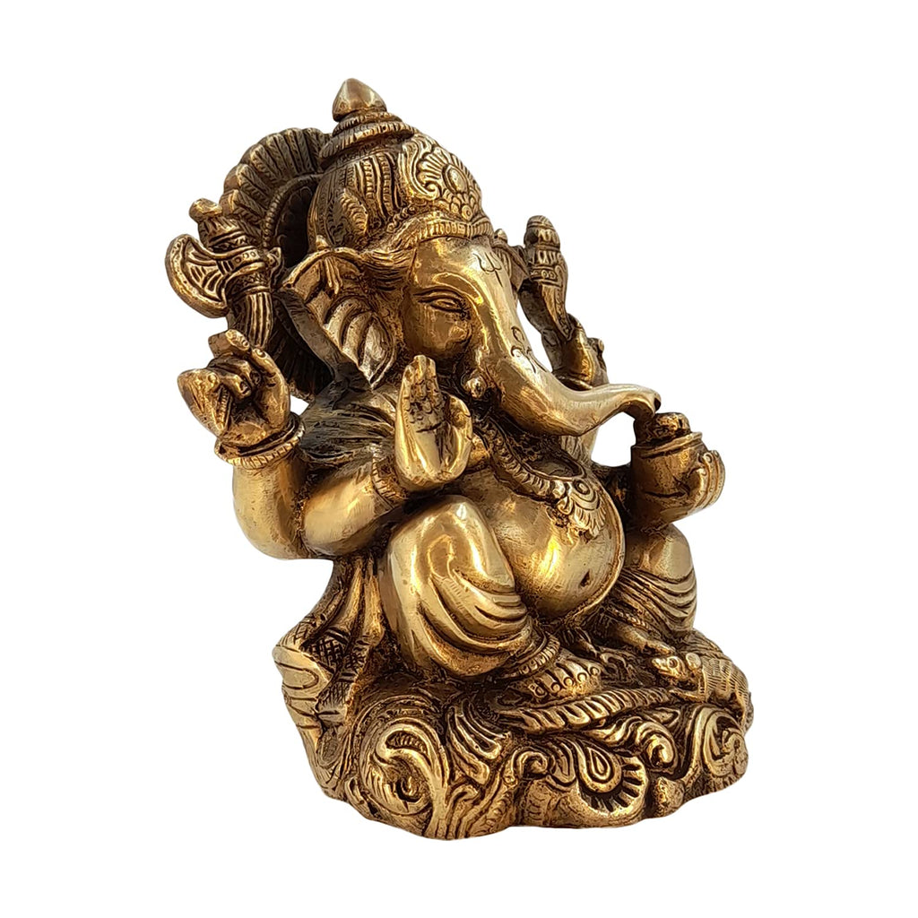 ARTVARKO Brass Lord Ganesha Ganesh Bhagwan Idol Ganpati Murti Statue for Home Office Entrance Decor Diwali Gift 6 Inches