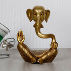 ARTVARKO Brass Trunk Ganesha Idol Ganesh Statue in Modern Art for Home Office Desk Diwali Gift Pooja House Entrance Showpiece Gifting 6 Inches