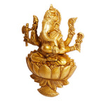 Artavrko Big Brass Ganesha Murti Ganesh Wall Hanging Idol Mangalkari Gnapati Sitting on Lotus Statue for Home Entrance Puja Mandir Temple Height 12 Inch