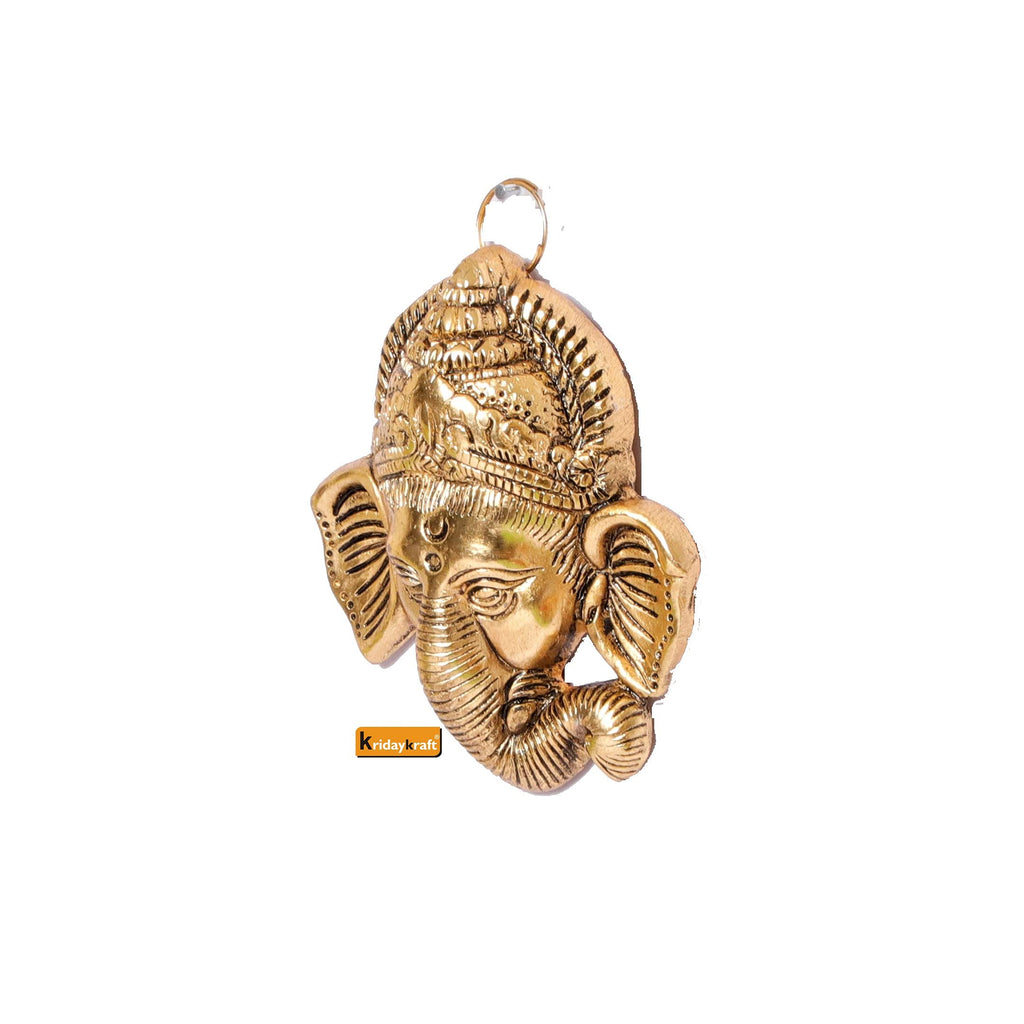 Rci Handicrafts Religious Aluminum Ganesh Head Main Door Hangings (11x12x4, Gold)