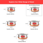 HAZEL Copper Bottom Uruli with Lid | Urli Vessel Cooking Stainless Steel | Serving Tope Handi | Kitchen Items for Home Cooking, 1300 ML