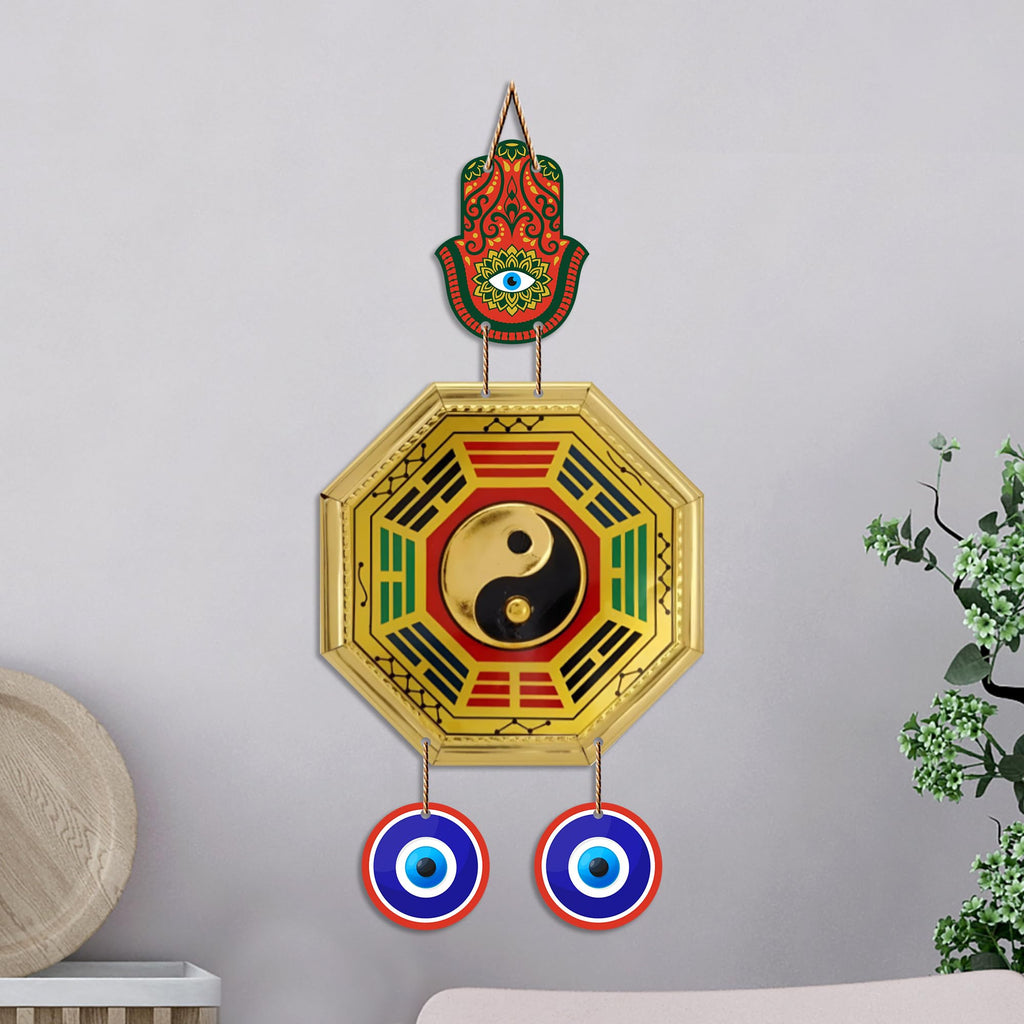 Artvibes Feng Shui Bagua Evil Eye Wall Hanging Decor | Vastu Inspired Protection Ornament for Home Entrance Door | Living Room | Bedroom | Office | Harmony Wealth and Prosperity Gift (WH_85139N)