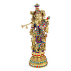 ARTVARKO Krishna Brass Idol Statue Spiritual Puja Home Décor 21 Inches