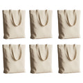 Soul Artisan Cotton Canvas Tote Bag with Bottom Gusset and Strong Handle (Size: 15X18 Inch, 13 Inch Handle) - Pack of 6 - Foldable Reusable Shopping Hand Bag for Office, College, Travel & Daily Use