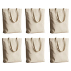 Soul Artisan Cotton Canvas Tote Bag with Bottom Gusset and Strong Handle (Size: 15X18 Inch, 13 Inch Handle) - Pack of 6 - Foldable Reusable Shopping Hand Bag for Office, College, Travel & Daily Use