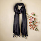 STOLE STUDIO Elegant Luxurious Sequence Viscose Stole Scarf (Black)