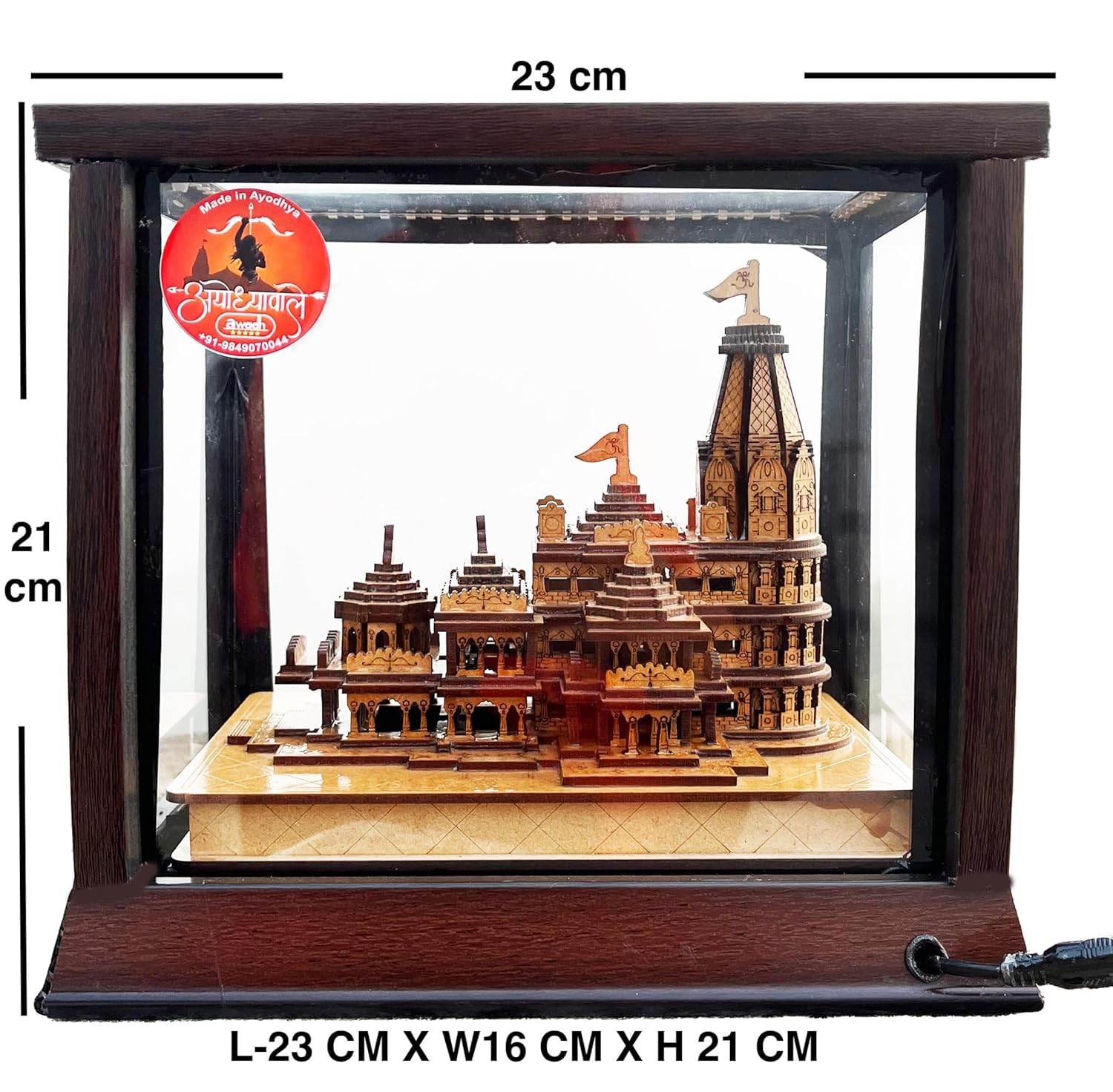 Awadh Ram Mandir Ayodhya 3D Wood Temple Model For Home/Office/Shop And Home Decoration Ayodhya Temple Model (23X16X21 Cm), Wooden