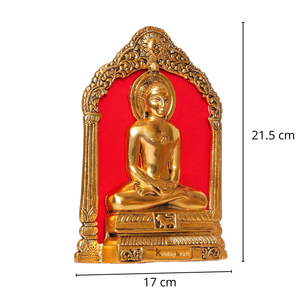 KridayKraft Metal Mahavir Swami Statue for Table & Wall Hanging Decorative for Home,Office,Gift for Having House Warming,Mahvir Swami Idol Showpiece Figurines..., Gold