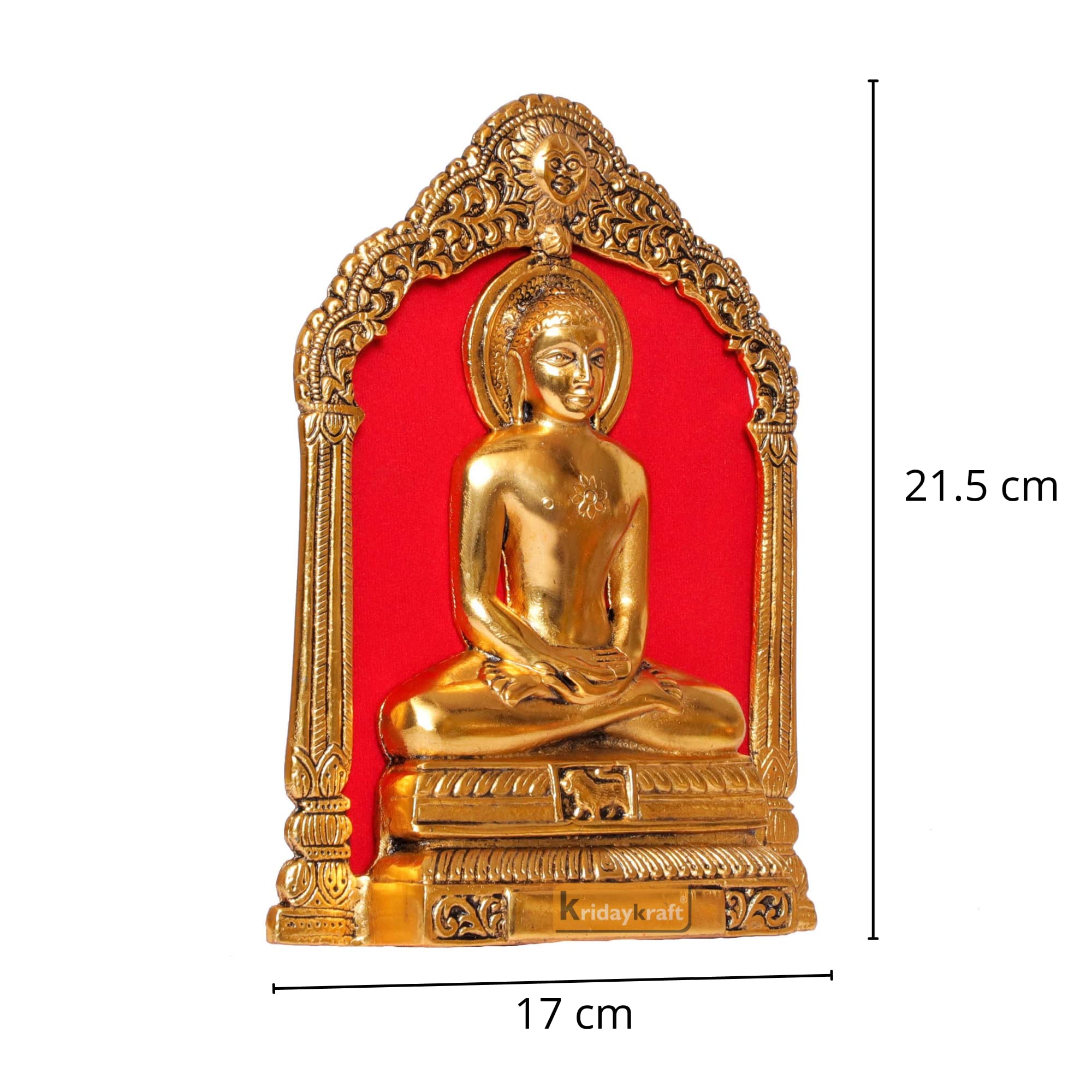 KridayKraft Metal Mahavir Swami Statue for Table & Wall Hanging Decorative for Home,Office,Gift for Having House Warming,Mahvir Swami Idol Showpiece Figurines..., Gold