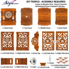 SIGNAMIO Mandir for Home with Door & LED Light | Wooden MDF Pooja Temple | Temple for Home with Door | Wall Mounted Hanging Home Temple with Storage Drawer