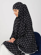 ANA Black Floral Cotton With Sleeves Namaz Makhna for Women, Free Size, Ready to Wear