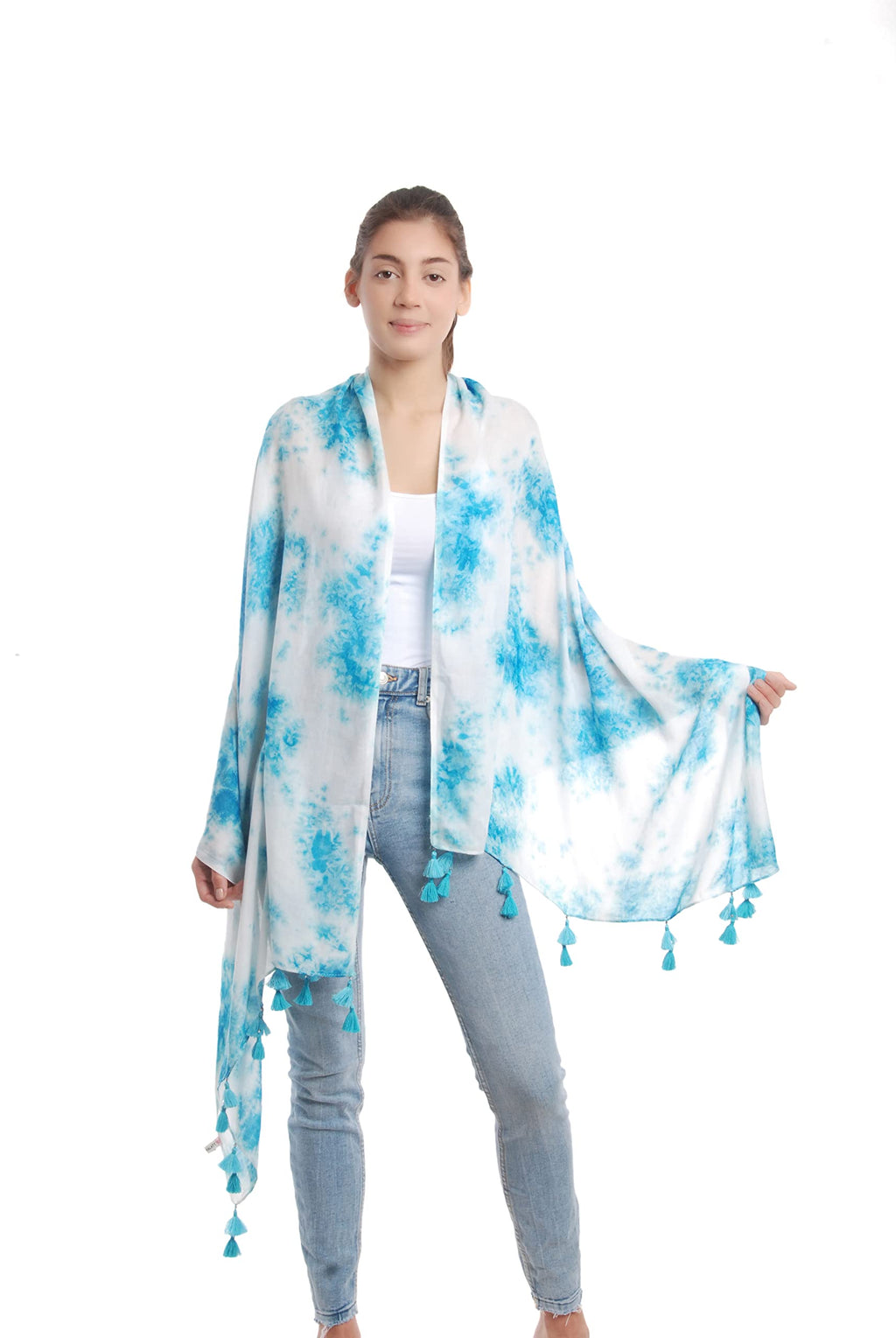 PALATT Womens and Girls Combo Scarfs and Stoles -Size 65x185cms- Soft and Comfortable Viscose Cotton Scarfs for Versatile Styling - Beaded Tassels - Durable and Long-lasting