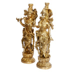 SVARUP Brass Radh Krishna Idol in Gold Color Height 14 Inch