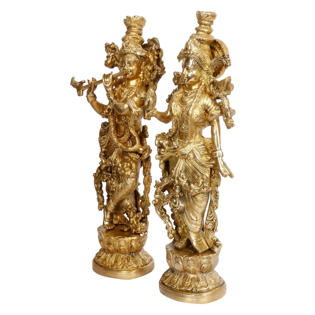SVARUP Brass Radh Krishna Idol in Gold Color Height 14 Inch