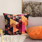 Khooti Velvet Cushion Cover, 20x20 (Triangular Orange)(Pack of 1)