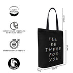MASQ By Q-One Canvas Friends Embroidered Utility Tote Bags For Women With Zip, College Bag For Girls, 100% Organic Cotton Tote Bag For Traveling & Daily Use