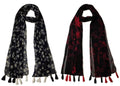 StoleVilla™ Women's Printed Chiffon Multicolored Scarf and Stoles with Tassels - Set of 2 (ST040)