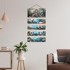 Artvibes Lord Ganpati Koi Fish & Rural Village Auspicious Wooden Art Work Wall Hanging | Spiritual Decor Items | Paintings | Wall Illustrations| Stylish Modern Decor Item | Ideal Gifts (WH_6731N)