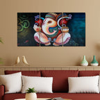 VIBECRAFTS Hindu Ganesha 3 Pieces Canvas Wall Painting Fitted With Wooden Frame For Home | Office | Living Room | Gifts(PTVC3Pcs3_11514)