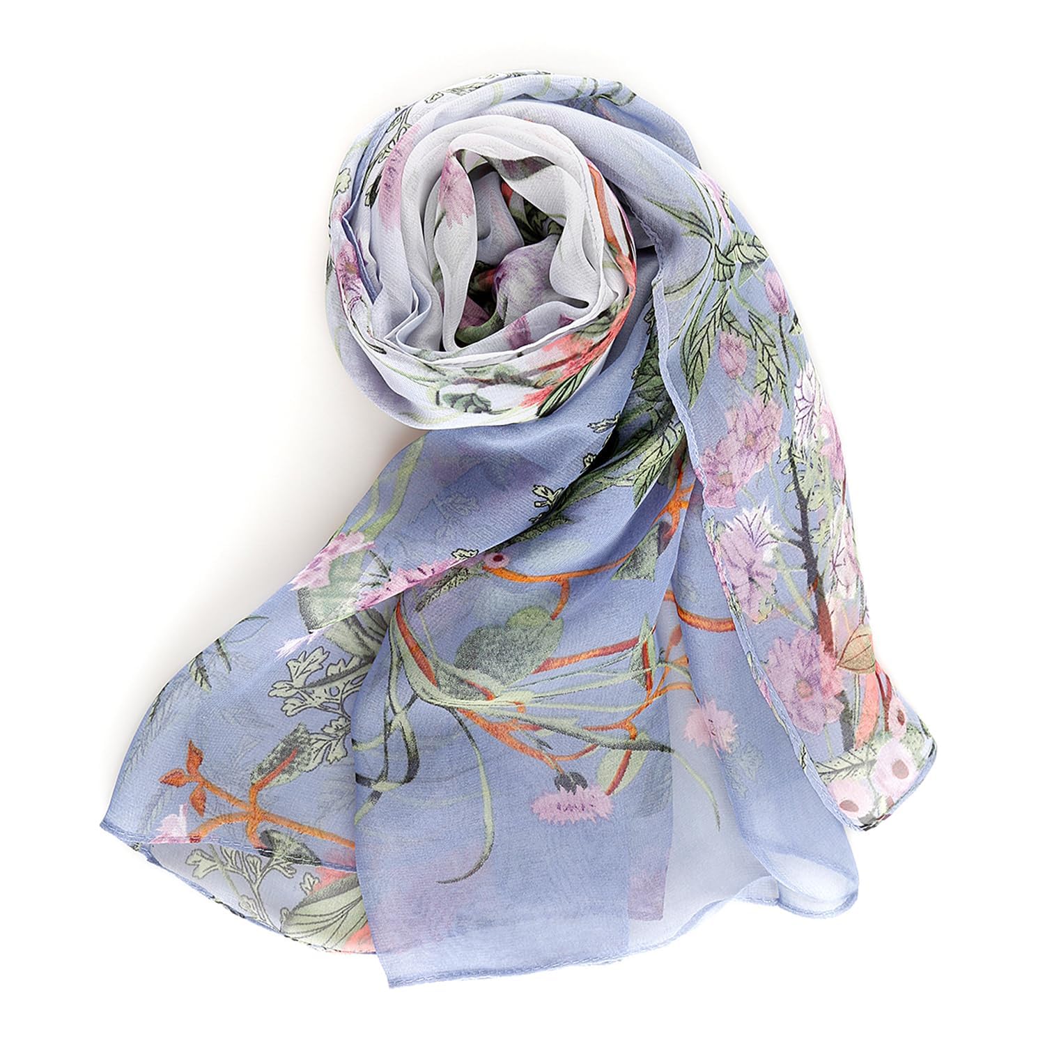 Tarini Chiffon Scarf, Women's Floral Print Chiffon Scarf, 160cm Lightweight Shawl, 8 Vibrant Colors Versatile Fashion Accessory