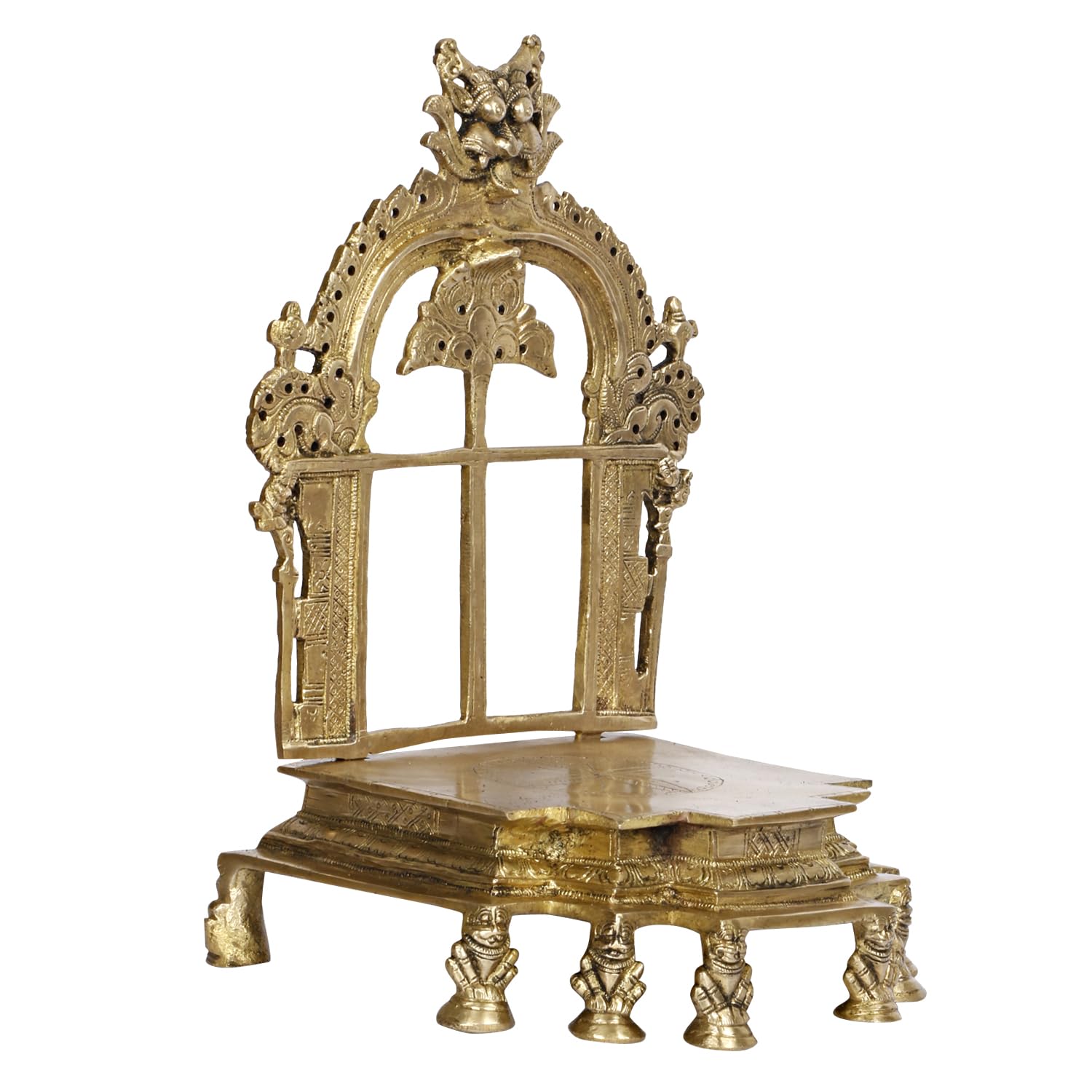 ARTVARKO Brass Kirtimukha Throne Pooja Singhasan Chowki Prabhavali for Idol Seat Prabhawal Peedam Idol God Stand Pooja for Idols 12 Inch