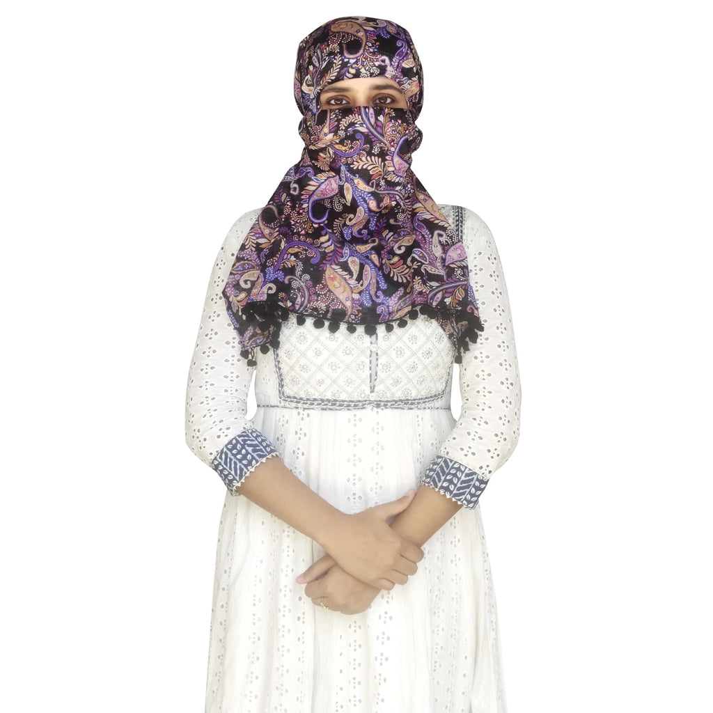 Tolexo Rayon cotton scarf cum mask free size with Hook and Loop tape closer-printed-free size (Multicolor6)